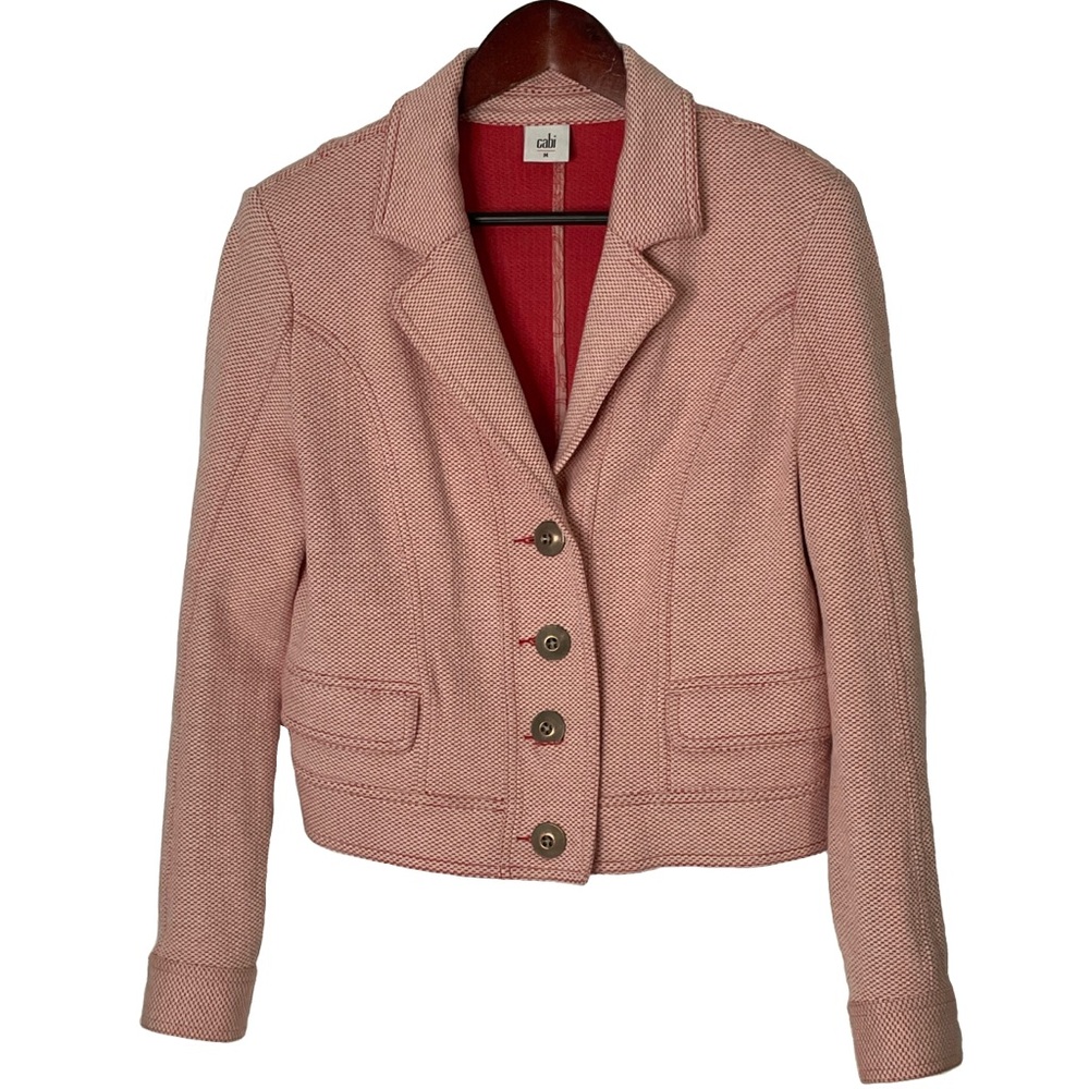 Cabi #5301 Amelia Coral Pink Button Up Bomber Jacket; Size Medium - Picture 2 of 16